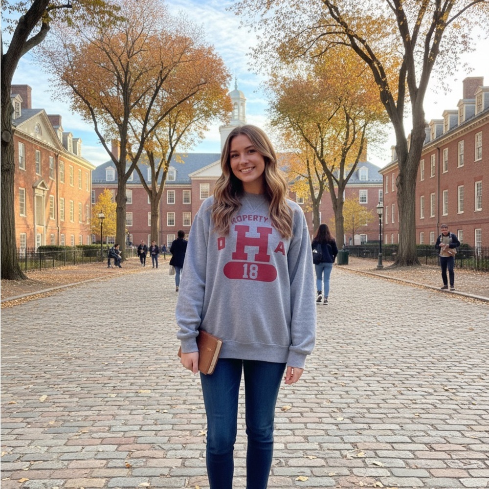 Harvard Gray Graphic Sweatshirt for Women, size medium